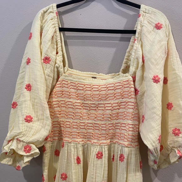 Free People Boho Yellow Floral Puff Sleeve Maxi Dress - Picture 3 of 5